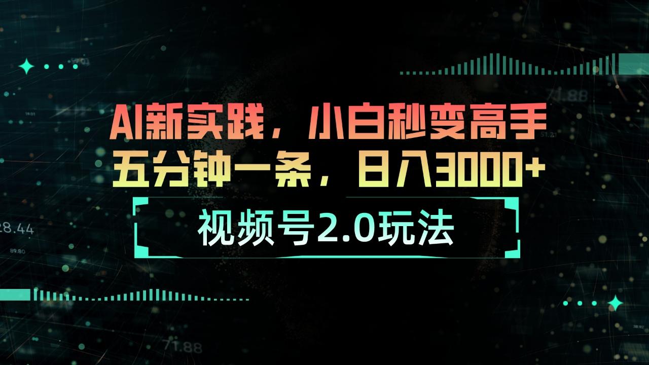 视频号2.0玩法 AI新实践，小白秒变高手五分钟一条，日入3000+-男爵娱创[知识付费]