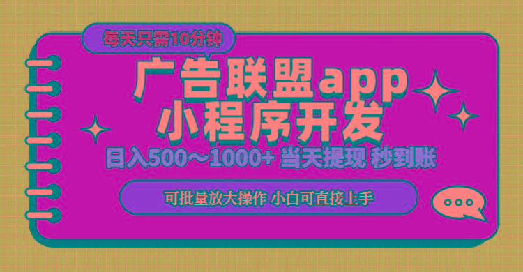 小程序开发 广告赚钱 日入500~1000+ 小白轻松上手！-男爵娱创[知识付费]