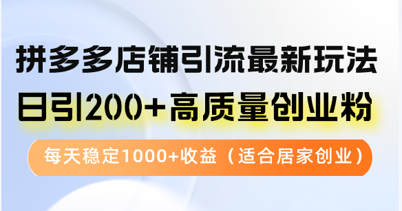 拼多多店铺引流最新玩法，日引200+高质量创业粉，每天稳定1000+收益(...-男爵娱创[知识付费]