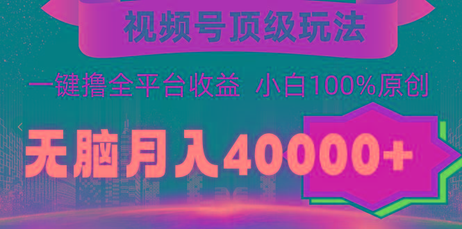 (9281期)视频号顶级玩法，无脑月入40000+，一键撸全平台收益，纯小白也能100%原创-男爵娱创[知识付费]