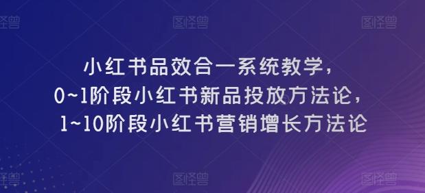 小红书品效合一系统教学，​0~1阶段小红书新品投放方法论，​1~10阶段小红书营销增长方法论-男爵娱创[知识付费]