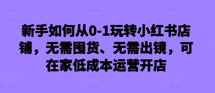 新手如何从0-1玩转小红书店铺，无需囤货、无需出镜，可在家低成本运营开店-男爵娱创[知识付费]