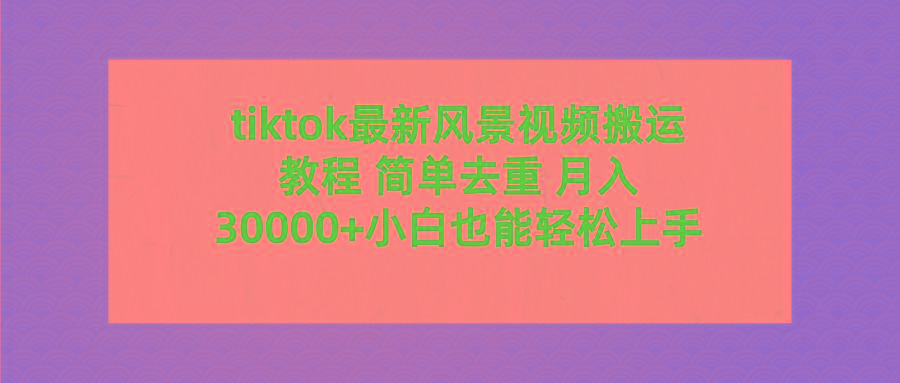 (9804期)tiktok最新风景视频搬运教程 简单去重 月入30000+附全套工具-男爵娱创[知识付费]