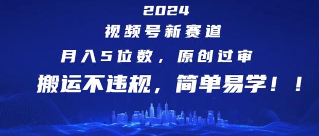 2024视频号新赛道，月入5位数+，原创过审，搬运不违规，简单易学【揭秘】-男爵娱创[知识付费]