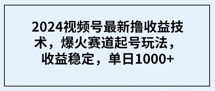 (9651期) 2024视频号最新撸收益技术，爆火赛道起号玩法，收益稳定，单日1000+-男爵娱创[知识付费]