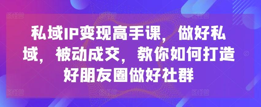 私域IP变现高手课，做好私域，被动成交，教你如何打造好朋友圈做好社群-男爵娱创[知识付费]