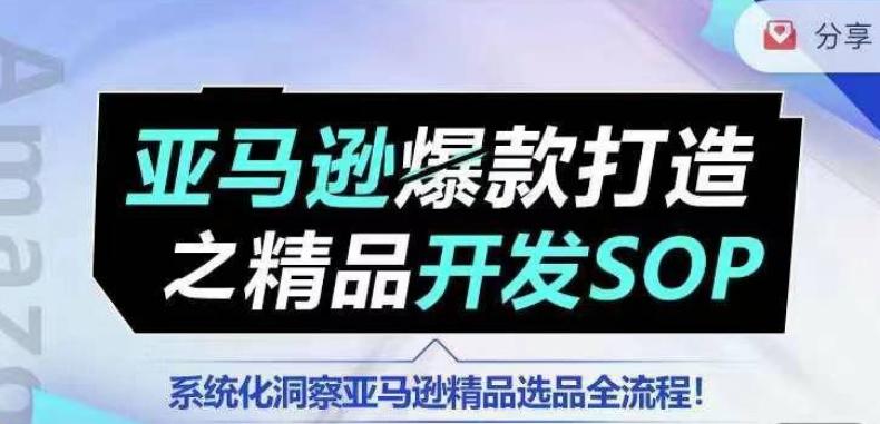 【训练营】亚马逊爆款打造之精品开发SOP，系统化洞察亚马逊精品选品全流程-男爵娱创[知识付费]