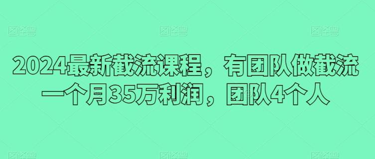 2024最新截流课程，有团队做截流一个月35万利润，团队4个人-男爵娱创[知识付费]