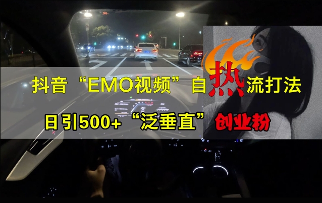 抖音EMO视频自热打法，日引500+“泛垂直”创业粉-男爵娱创[知识付费]