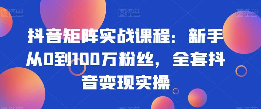 抖音矩阵实战课程：新手从0到100万粉丝，全套抖音变现实操-男爵娱创[知识付费]