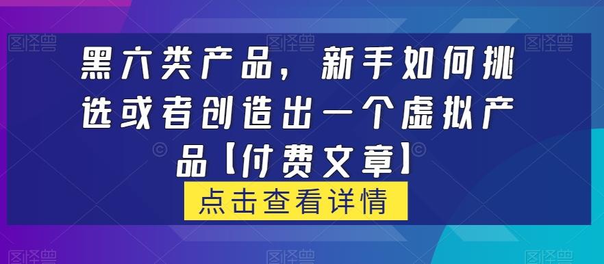 黑六类虚拟产品，新手如何挑选或者创造出一个虚拟产品【付费文章】-男爵娱创[知识付费]