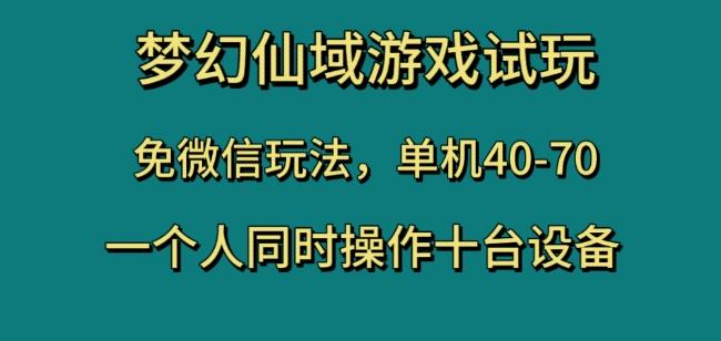 梦幻仙域游戏试玩，免微信玩法，单机40-70，一个人同时操作十台设备【揭秘】-男爵娱创[知识付费]
