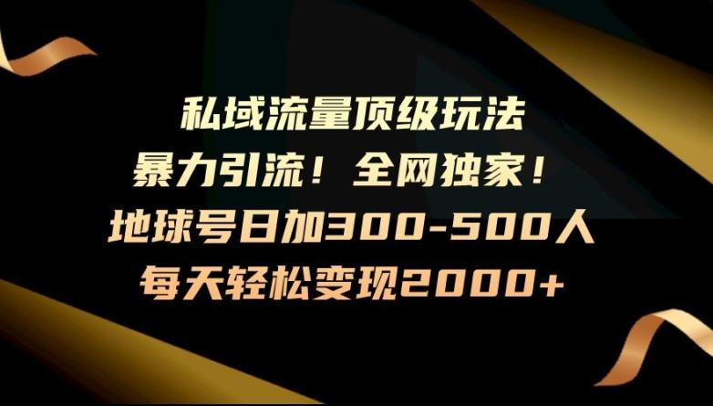 暴力引流，全网独家，地球号日加300-500人，私域流量顶级玩法，每天轻松变现2000+-男爵娱创[知识付费]