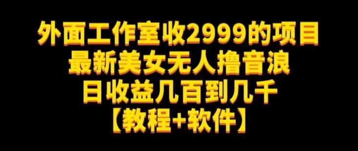 外面工作室收2999的项目最新美女无人撸音浪日收益几百到几千【教程+软件】（仅揭秘）-男爵娱创[知识付费]