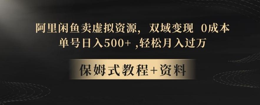 阿里闲鱼卖虚拟资源，双域变现，0成本，日入500+，轻松月入过万-男爵娱创[知识付费]