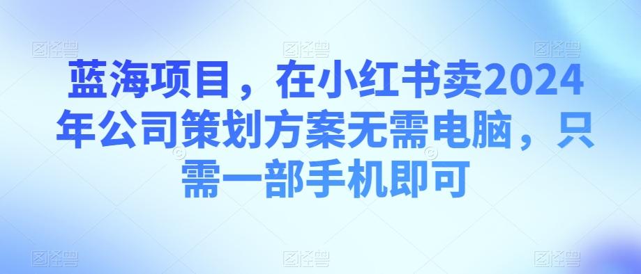 蓝海项目，在小红书卖2024年公司策划方案无需电脑，只需一部手机即可-男爵娱创[知识付费]