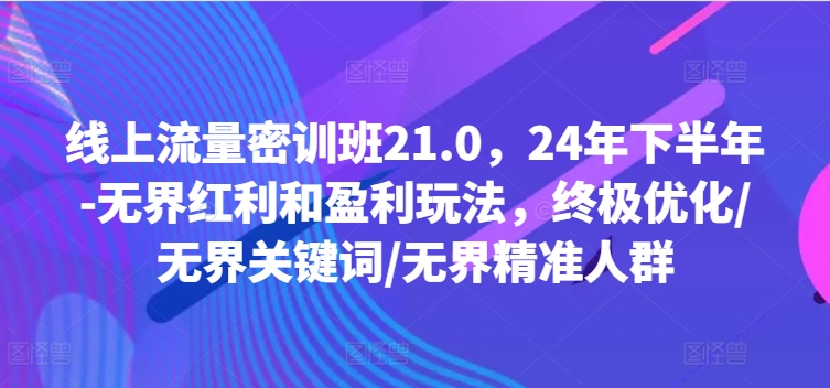 线上流量密训班21.0，24年下半年-无界红利和盈利玩法，终极优化/无界关键词/无界精准人群-男爵娱创[知识付费]