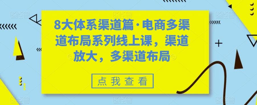 8大体系渠道篇·电商多渠道布局系列线上课，渠道放大，多渠道布局-男爵娱创[知识付费]