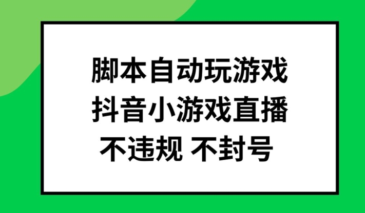 脚本自动玩游戏，抖音小游戏直播，不违规不封号可批量做【揭秘】-男爵娱创[知识付费]