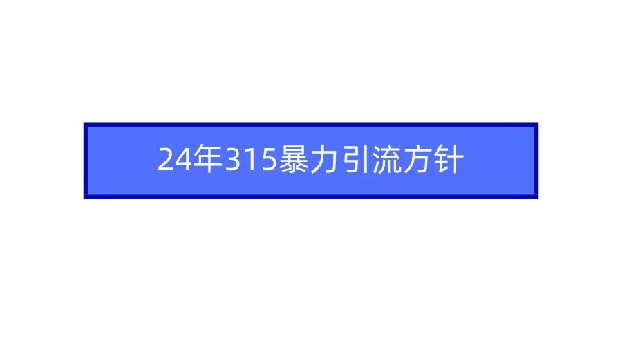 (9398期)2024年315暴力引流方针-男爵娱创[知识付费]
