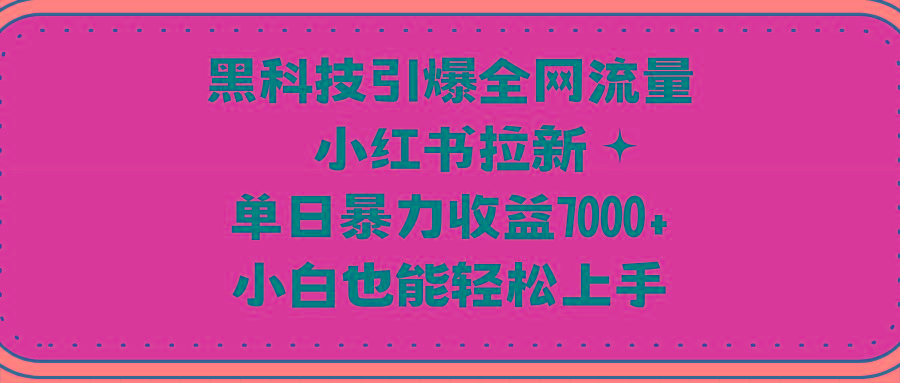 (9679期)黑科技引爆全网流量小红书拉新，单日暴力收益7000+，小白也能轻松上手-男爵娱创[知识付费]