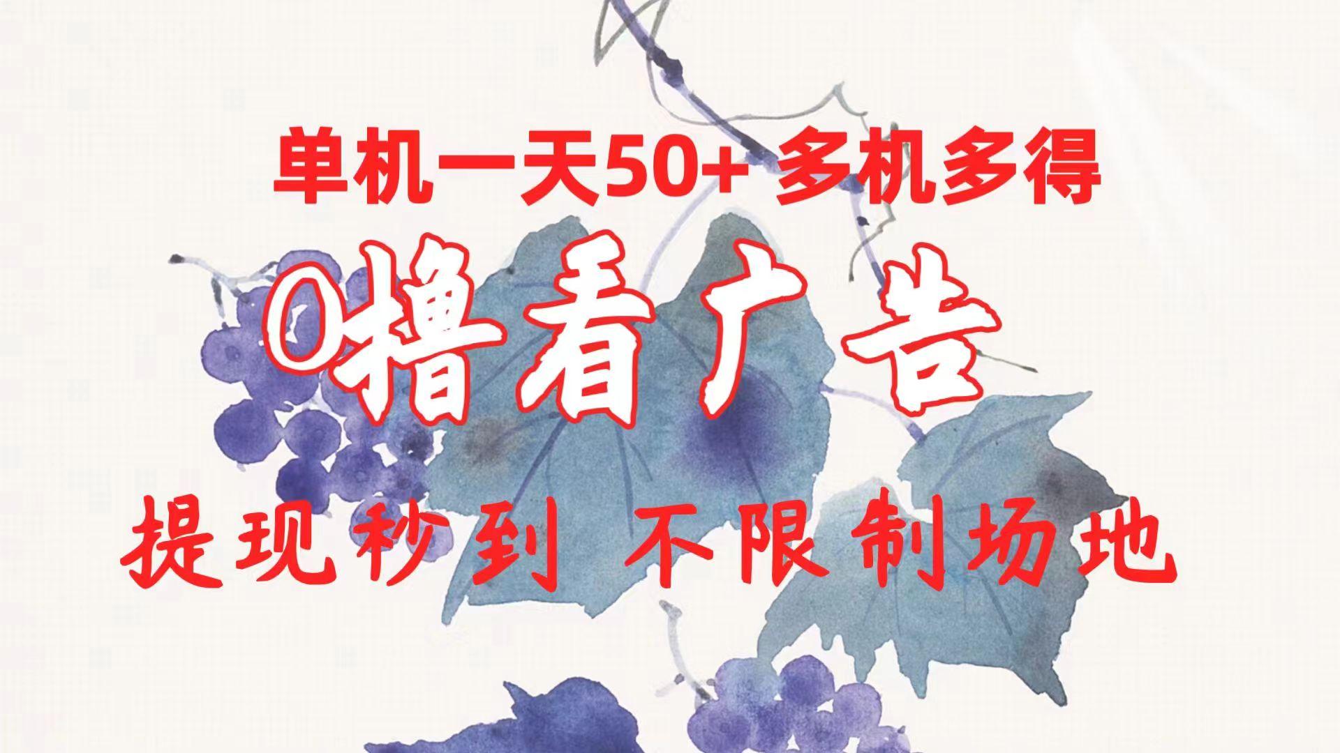 0撸看广告 单机一天50+多机多得 提现秒到 不限制场地操作-男爵娱创[知识付费]