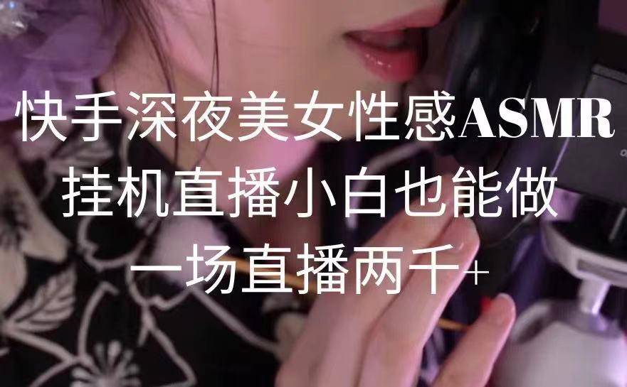 快手深夜美女性感ASMR挂机直播，小白也能做，一场直播两千+-男爵娱创[知识付费]