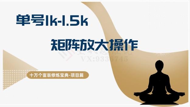 十万个富翁修炼宝典15.单号1k-1.5k，矩阵放大操作-男爵娱创[知识付费]