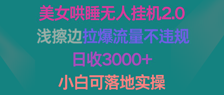 (9905期)美女哄睡无人挂机2.0，浅擦边拉爆流量不违规，日收3000+，小白可落地实操-男爵娱创[知识付费]